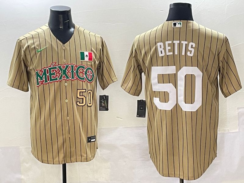 Men Mexico #50 Betts Brown Stripe Joint Name 2025 Nike MLB Jersey style 4->more jerseys->MLB Jersey